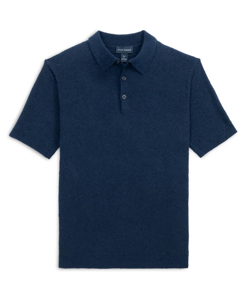 Scott Barber Fine Gauge Bouclé Knit Polo: Navy – Craig Reagin