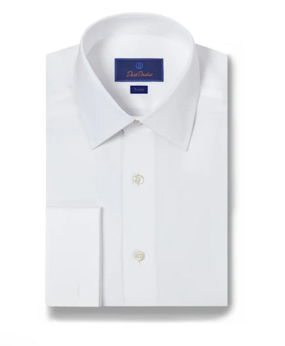 David Donahue Broadcloth French Cuff Dress Shirt: White