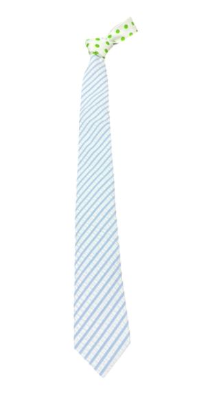 Craig Reagin Contrast Knot Tie: Blue Seersucker/Green Dot