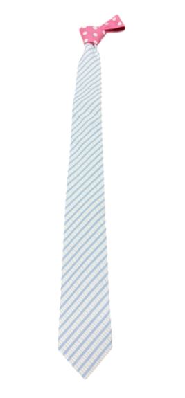 Craig Reagin Contrast Knot Tie: Seersucker/Pink Dot