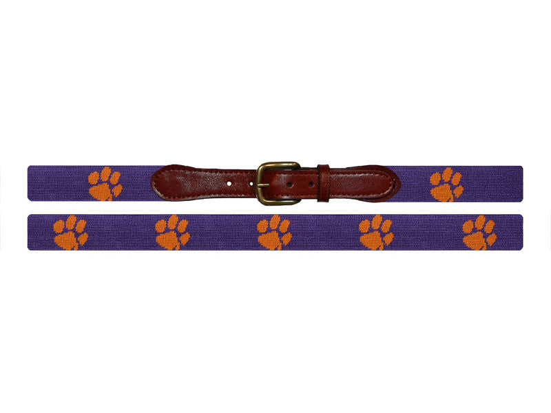 Smathers and Branson Clemson Needlepoint Belt: Purple