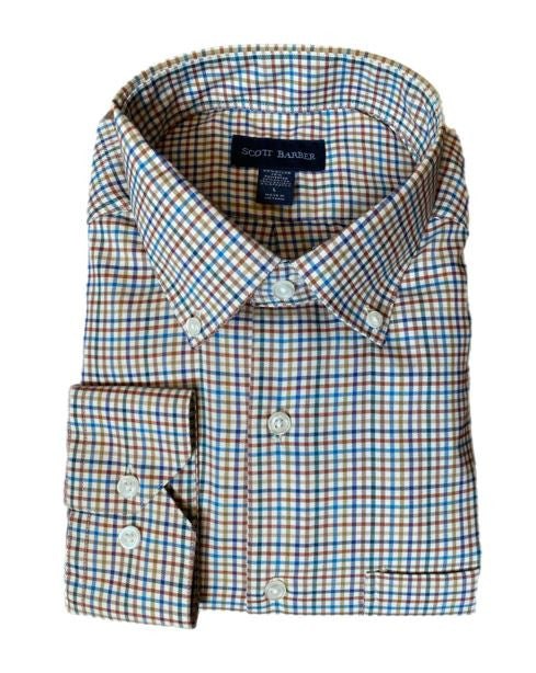 Scott Barber Soft Performance Melange Tattersall : Spice