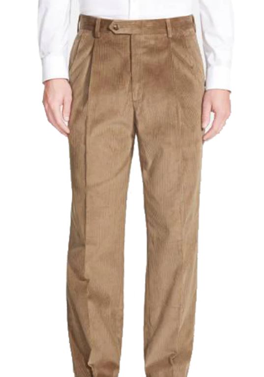 Berle Cord Pleated Pant: Tan