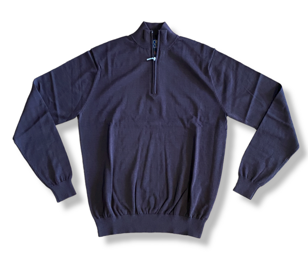 Craig Reagin Silk/Cotton 1/4 Zip Pullover: Brown