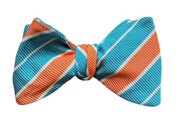 R Hanauer Surrey Stripe Bowtie: Turquoise and Melon