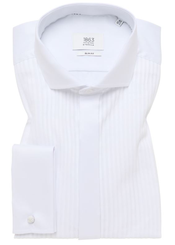 Eterna Slim Fit Luxury Tuxedo Shirt French Cuff Pleated Front Kent Collar: White Craig Reagin Clothiers Eterna Slim Fit Luxury Tuxedo Shirt French Cuff Pleated Front Kent Collar: White Craig Reagin Clothiers