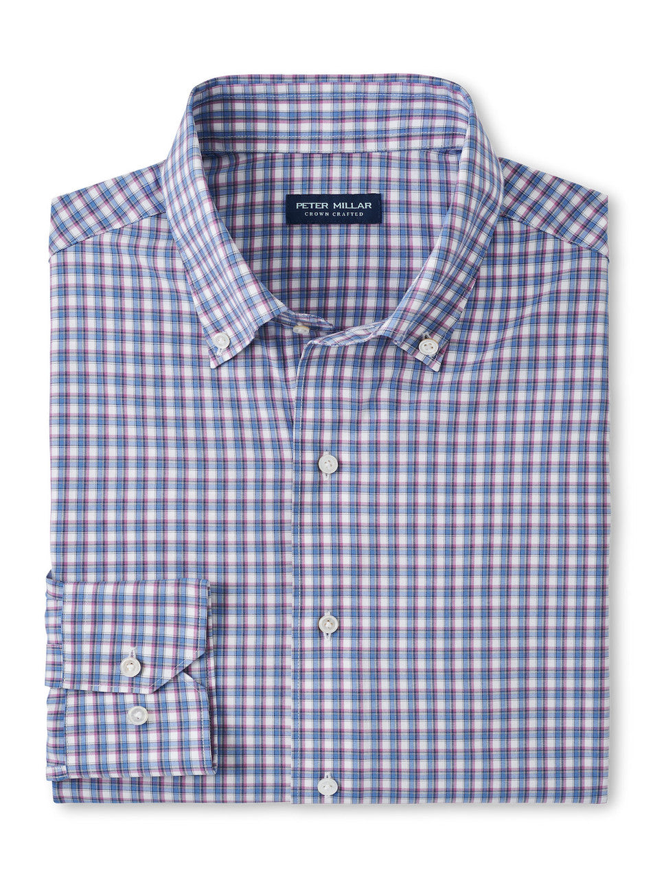 Peter Millar Cole Performance Poplin Sport Shirt: Regatta Blue