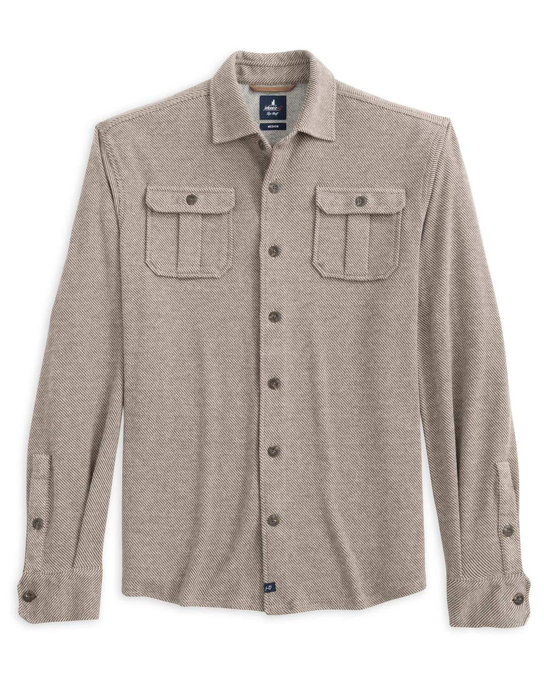 Johnnie-O Carl Brushed Knit Button-Up Shirt: Havana