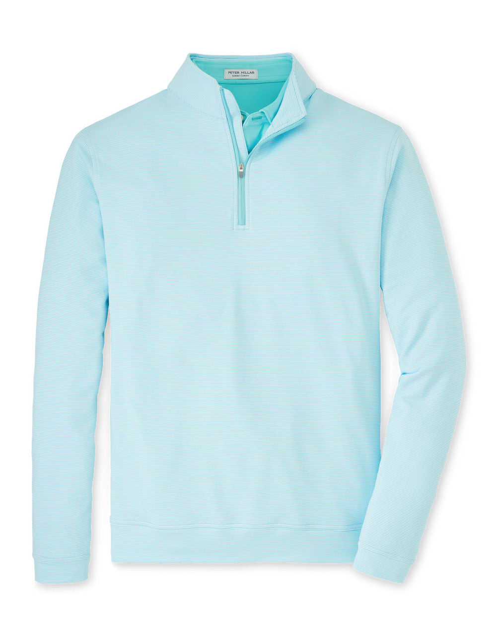 Peter Millar Perth Sugar Stripe Performance Quarter-Zip: Cabana Blue