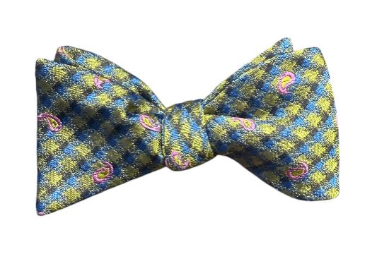 Craig Reagin Paisley Bowtie: Yellow/Blue