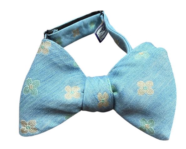R Hanauer Aqua/Linen Silk Chesterfield Bowtie