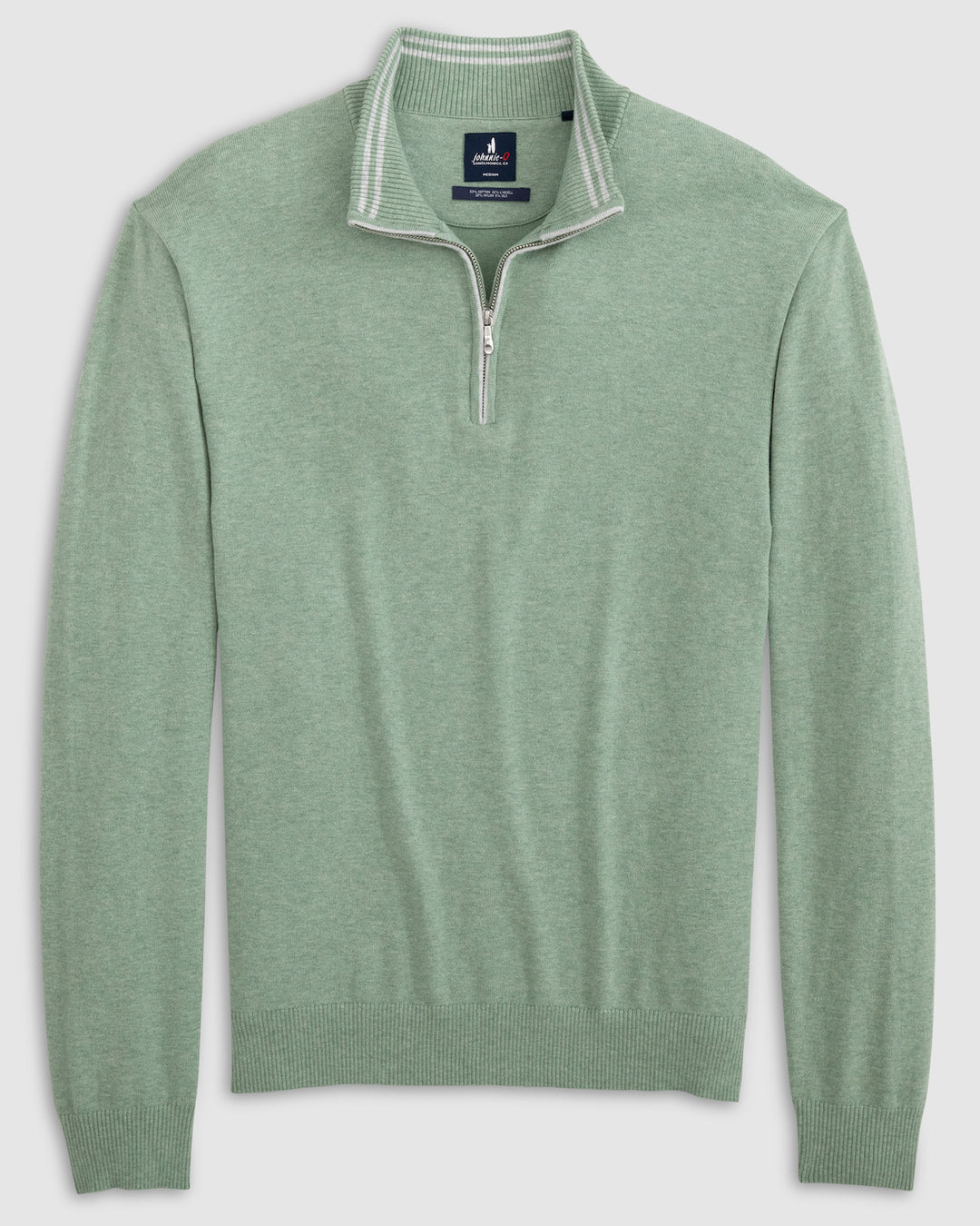 Johnnie-O Desmond Plaited Cotton Blend 1/4 Zip Pullover: Green Grass