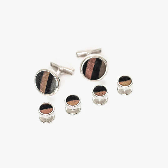 Brackish Daufuskie Cufflink & Studs Set: Rhodium Plated