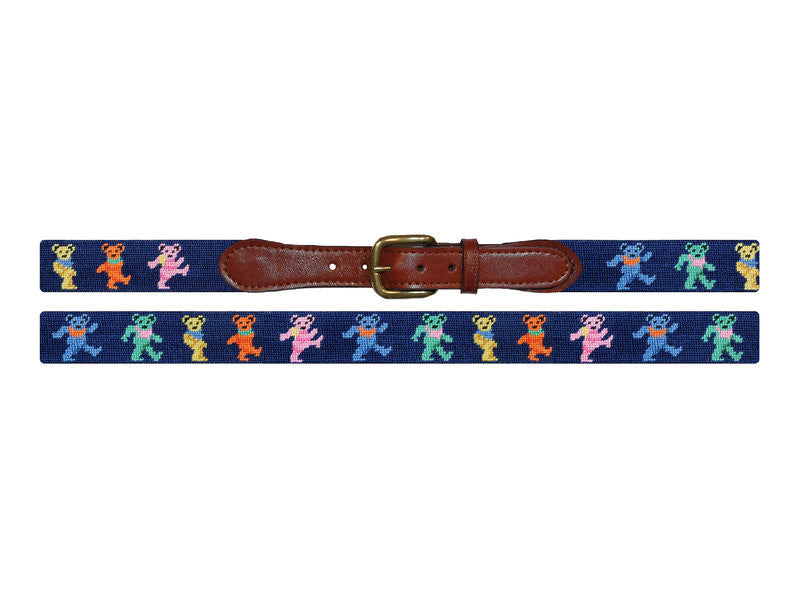 Smathers and Branson Dancing Bears Needlepoint Belt: Dark Navy
