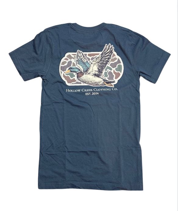 Hollow Creek Clothing Mallard Camo T-shirt: Denim