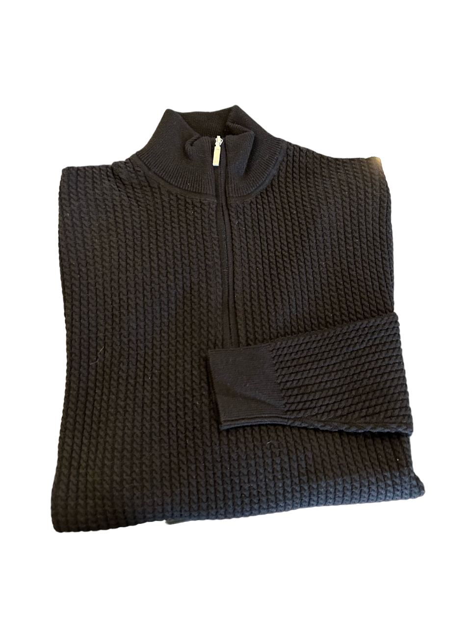 Craig Reagin Cable Knit Mock Neck Sweater: Black