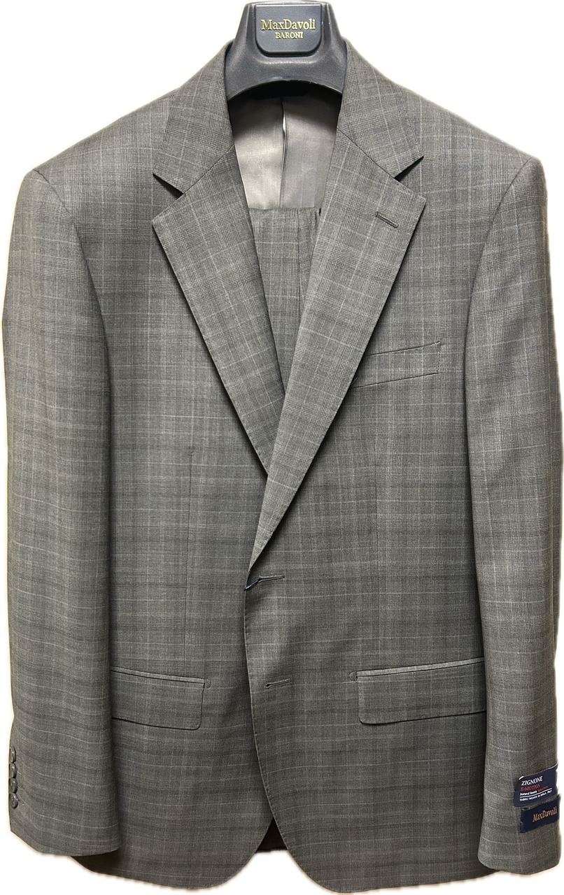 MaxDavoli Charcoal Plaid Suit