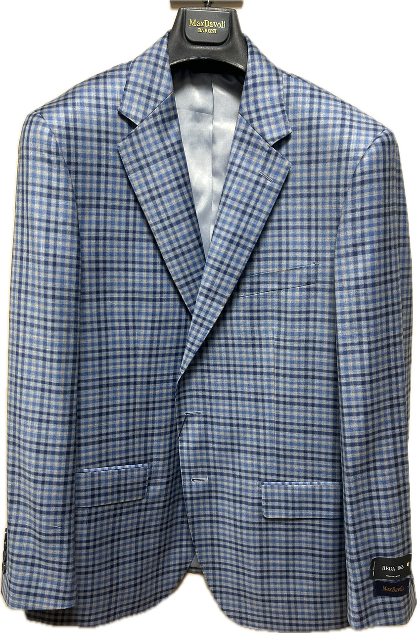 MaxDavoli Light Blue Check Sport Coat
