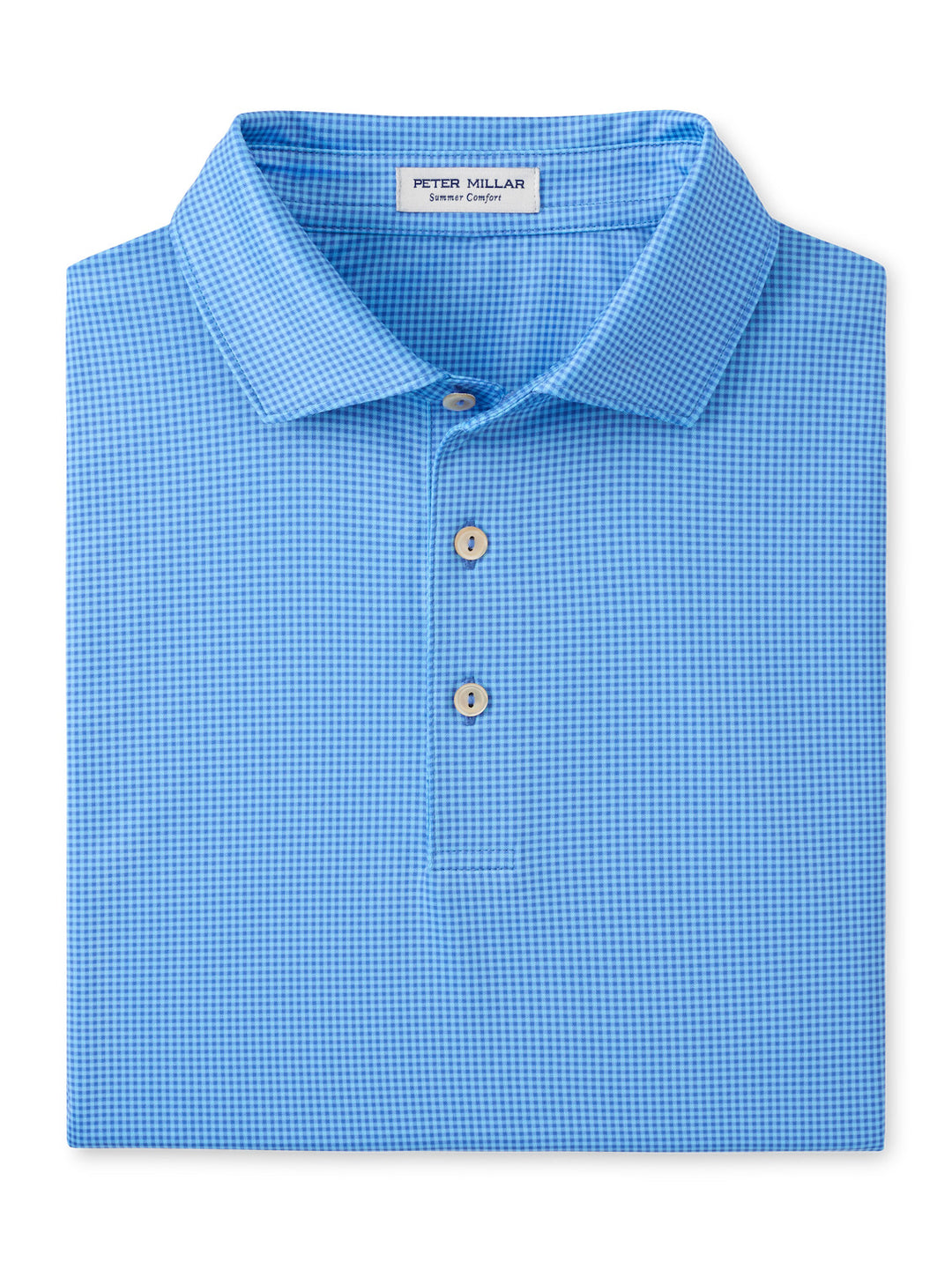 Peter Millar Gingham Performance Jersey Polo: Blue Sea