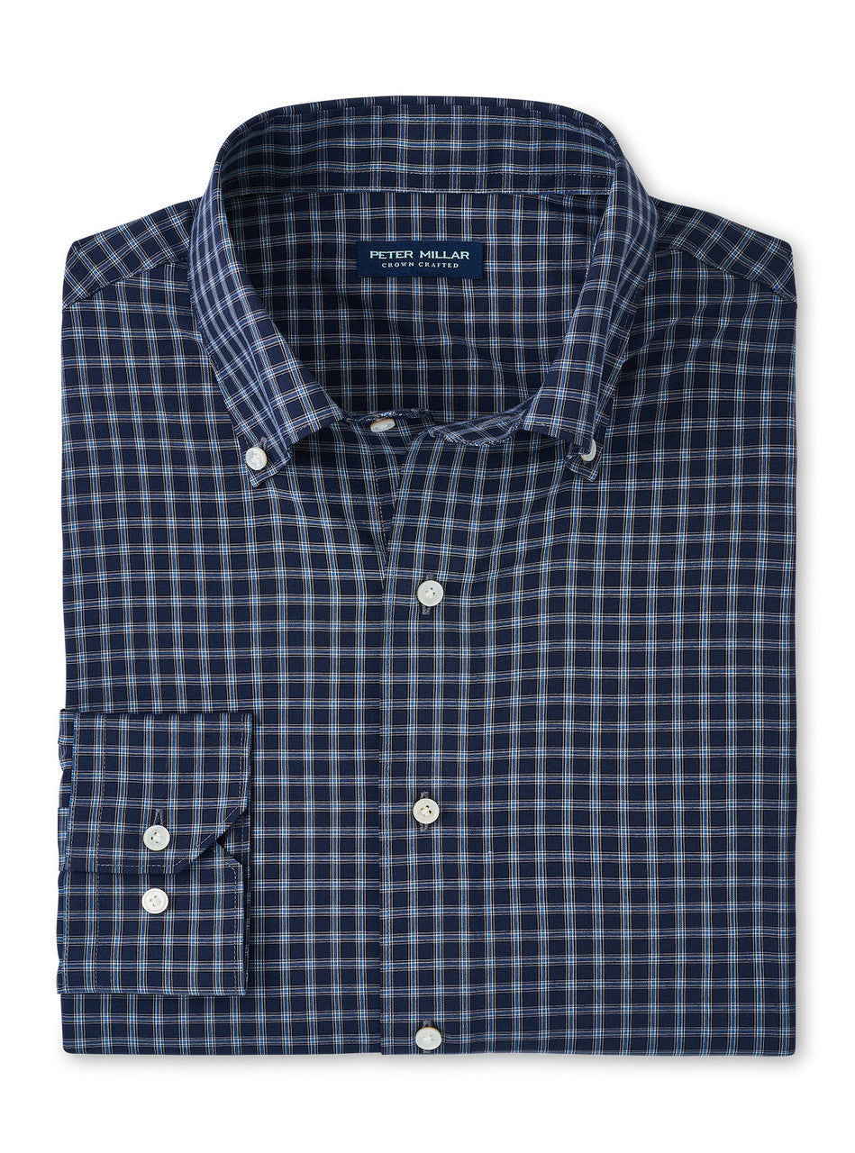 Peter Millar Crown Crafted Orton Performance Poplin Sport Shirt: Navy