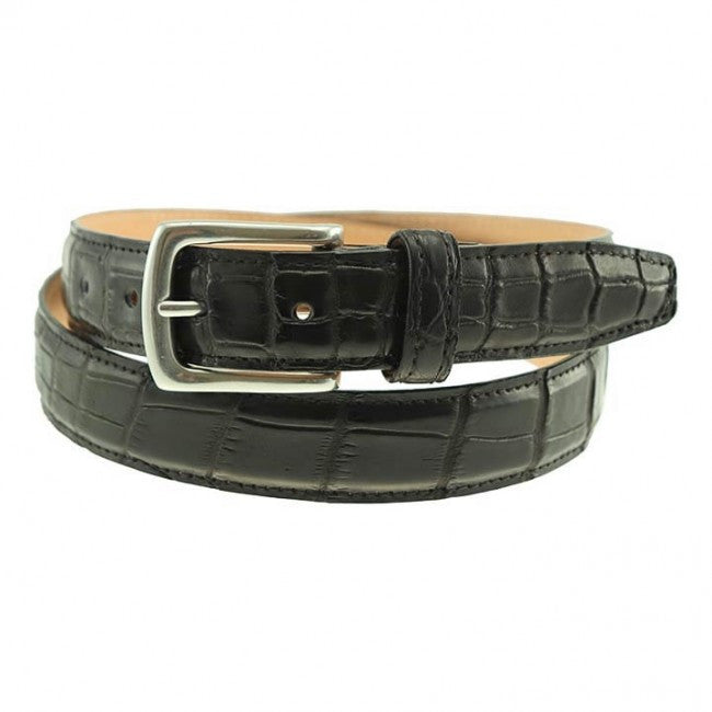 T.B. Phelps Torrence Alligator Dress Belt - Black