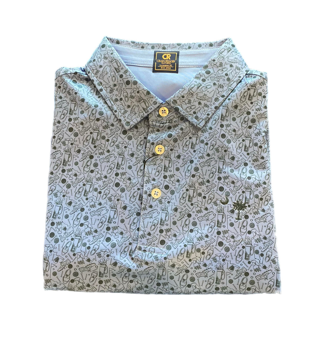 Craig Reagin Printed Golf Polo: French Blue/Navy