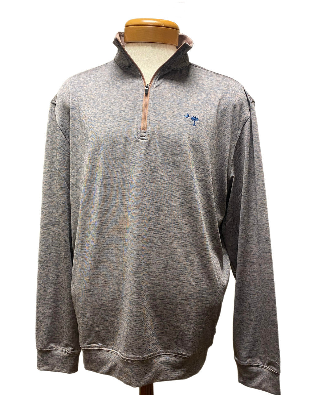 Craig Reagin 1/4 Zip Mélange Pullover: Camel/Navy