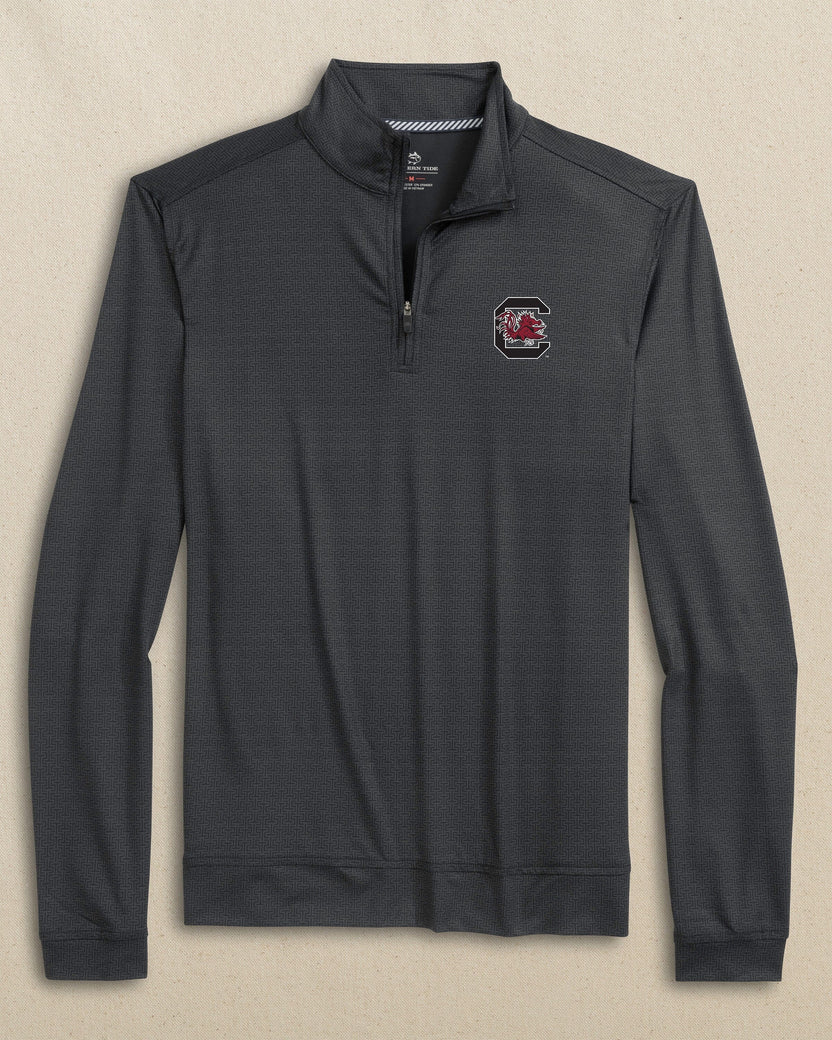 Southern Tide University of South Carolina "Block C" Cruiser ST Geo Printed Quarter Zip: Caviar Black