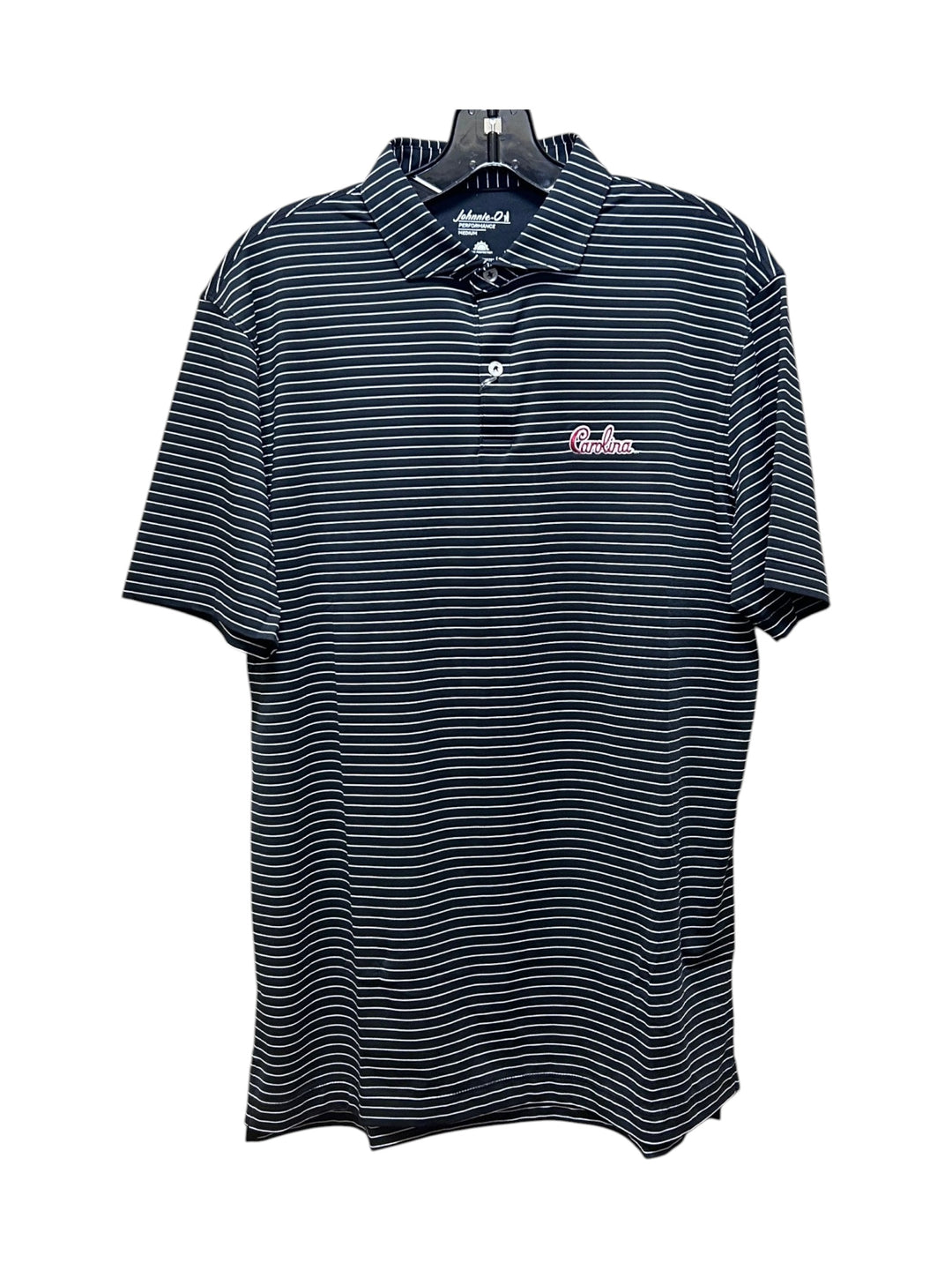 Johnnie-O University of South Carolina "Carolina Script" Beau Striped Performance Jersey Polo: Black