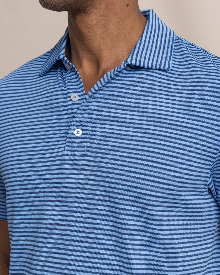 Southern Tide Oceanfront Stripe Pique Polo: Ocean Channel