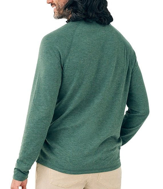 Faherty Long Sleeve Cloud Henley: Deep Fern Heather