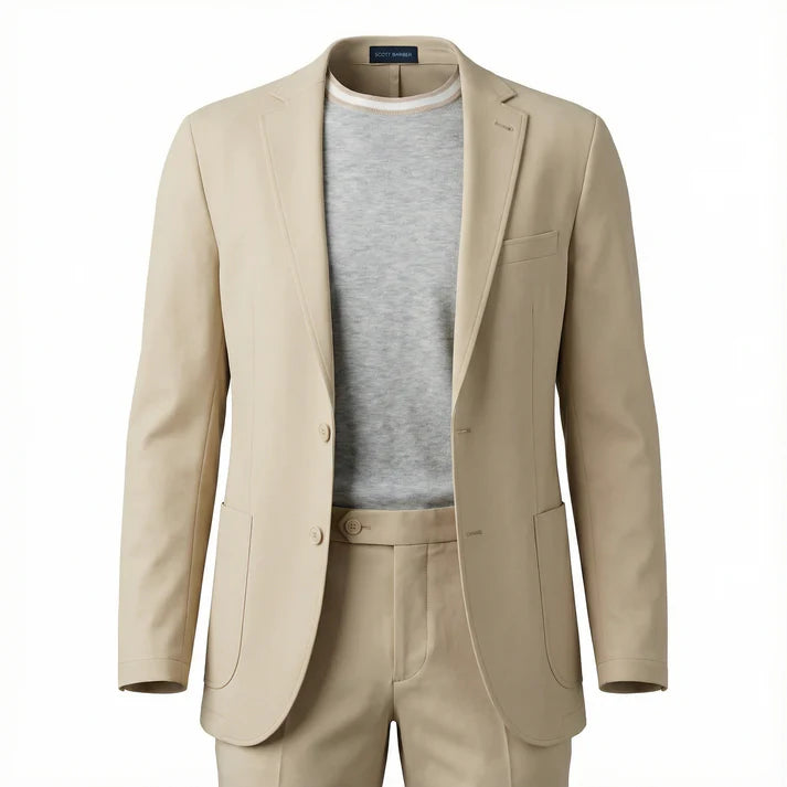 Scott Barber Fine Gauge Jersey Knit Crew: Silver