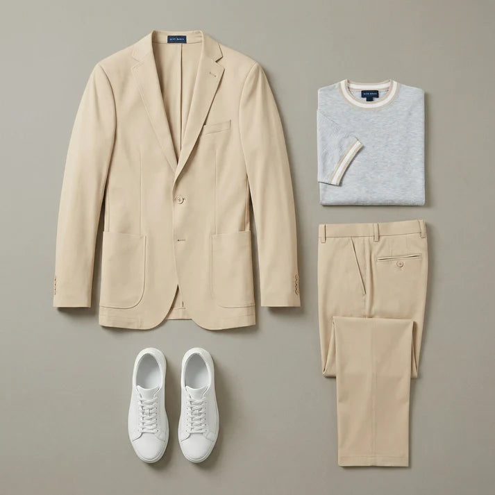 Scott Barber Fine Gauge Jersey Knit Crew: Silver