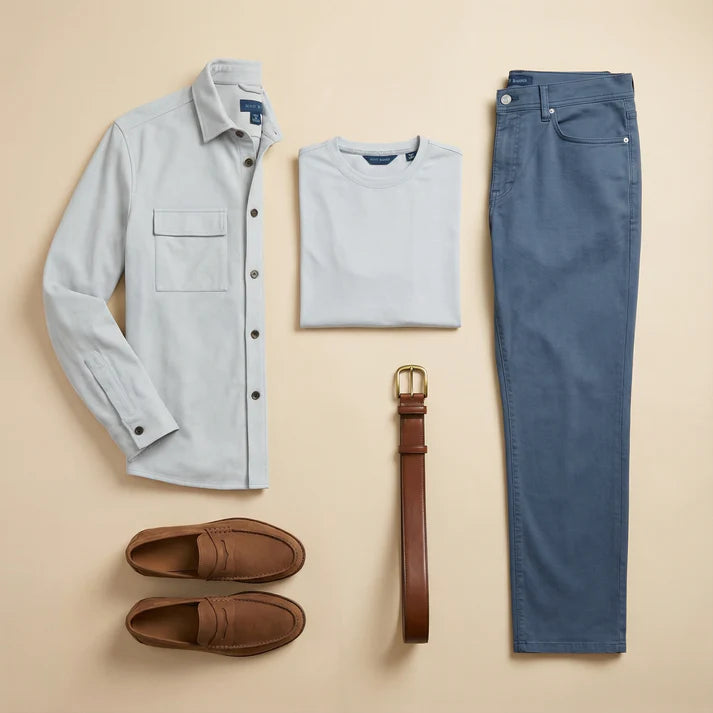 Scott Barber Micro Suede Shirt Jacket: Cement