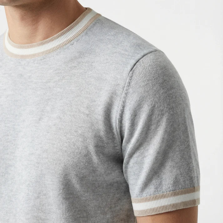 Scott Barber Fine Gauge Jersey Knit Crew: Silver