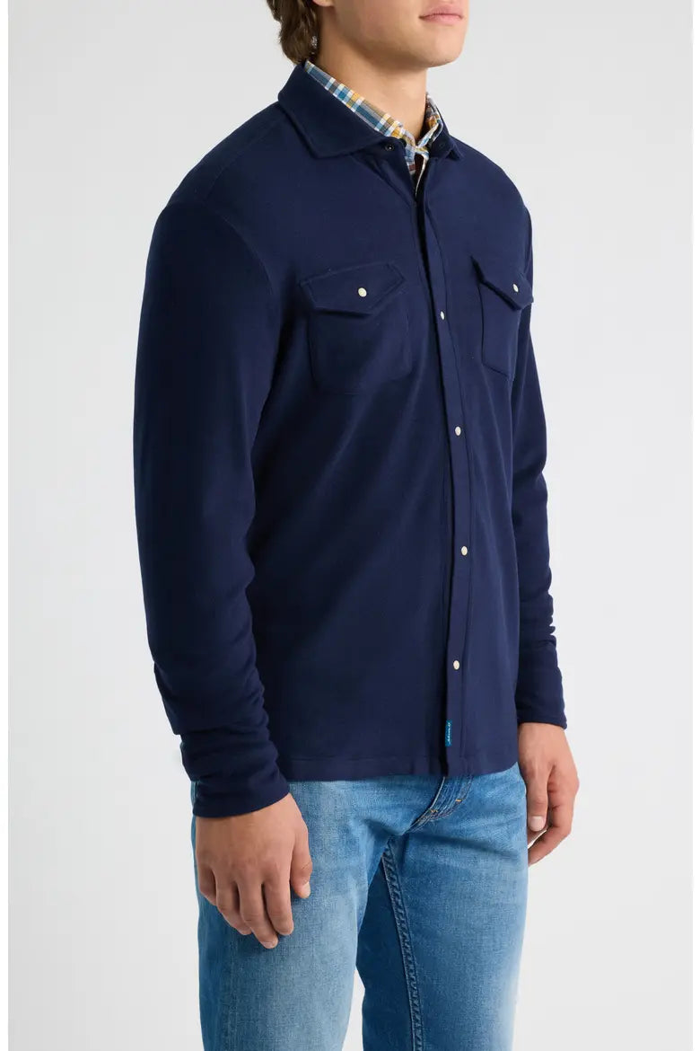 Johnnie-O York Snap Overshirt: Navy