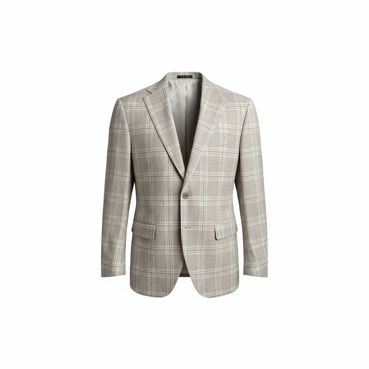 MaxDavoli By Maxman Barberis Soft Coat: Oatmeal Plaid