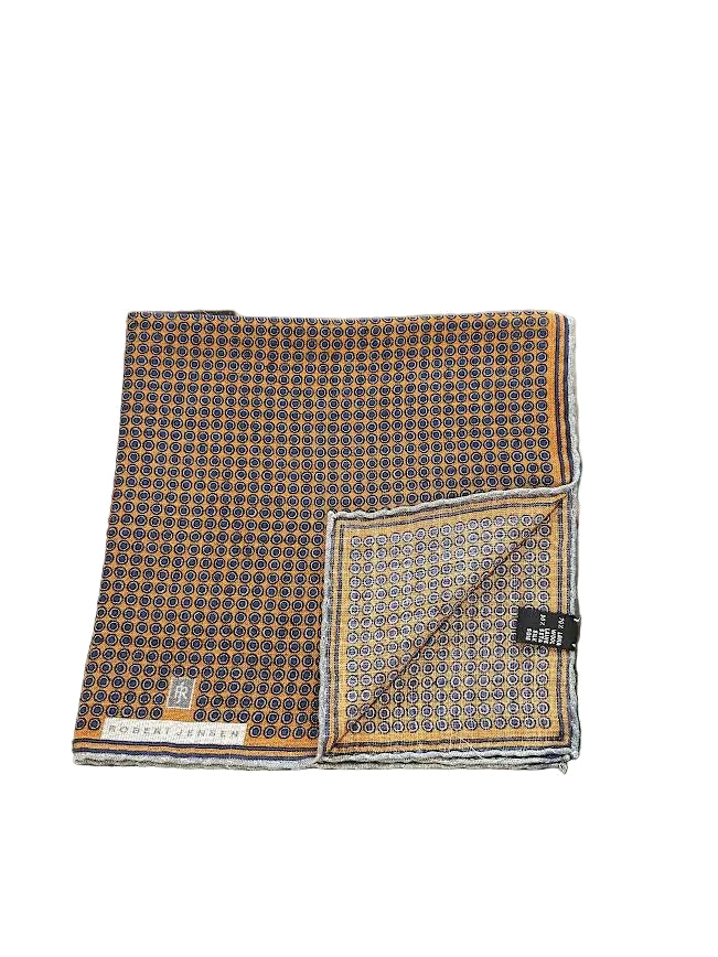 Robert Jensen Pocket Square: Rust/Blue Dots