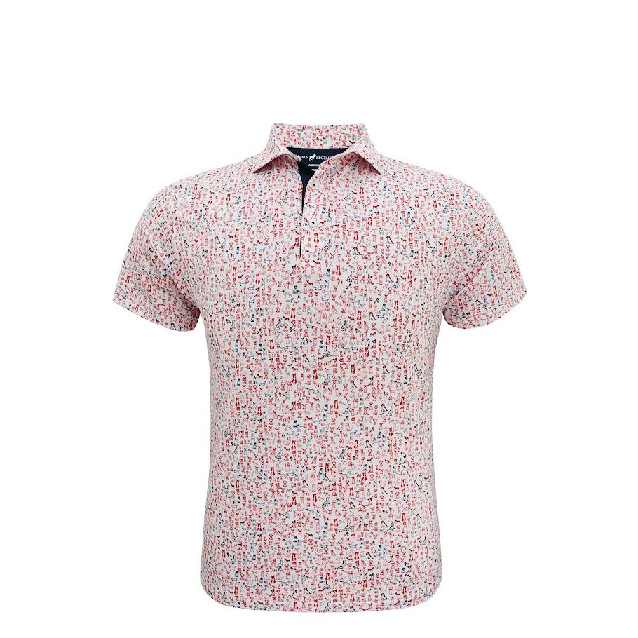 Horn Legend Wingman Performance American Flag Polo: White/Navy/Red