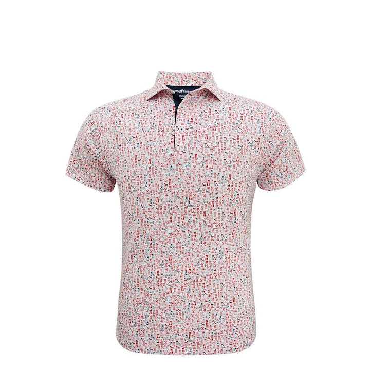 Horn Legend Wingman Performance American Flag Polo: White/Navy/Red