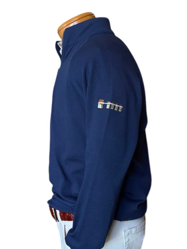Peter Millar Cradle Piqué Performance Quarter-Zip Lake Murray Dam Towers: Navy