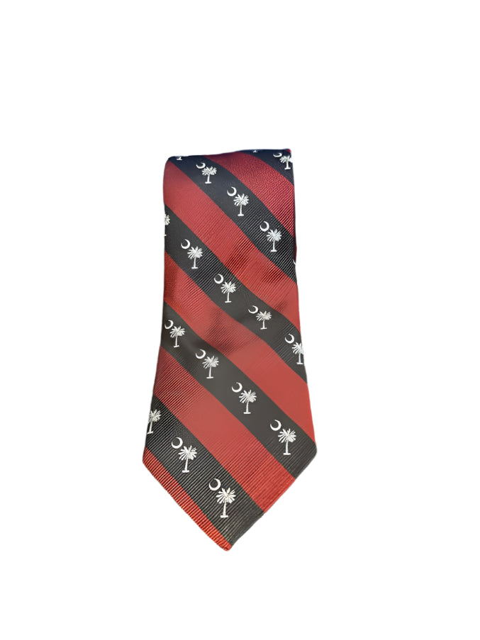 Craig Reagin Woven Palmetto Stripe Tie: Garnet