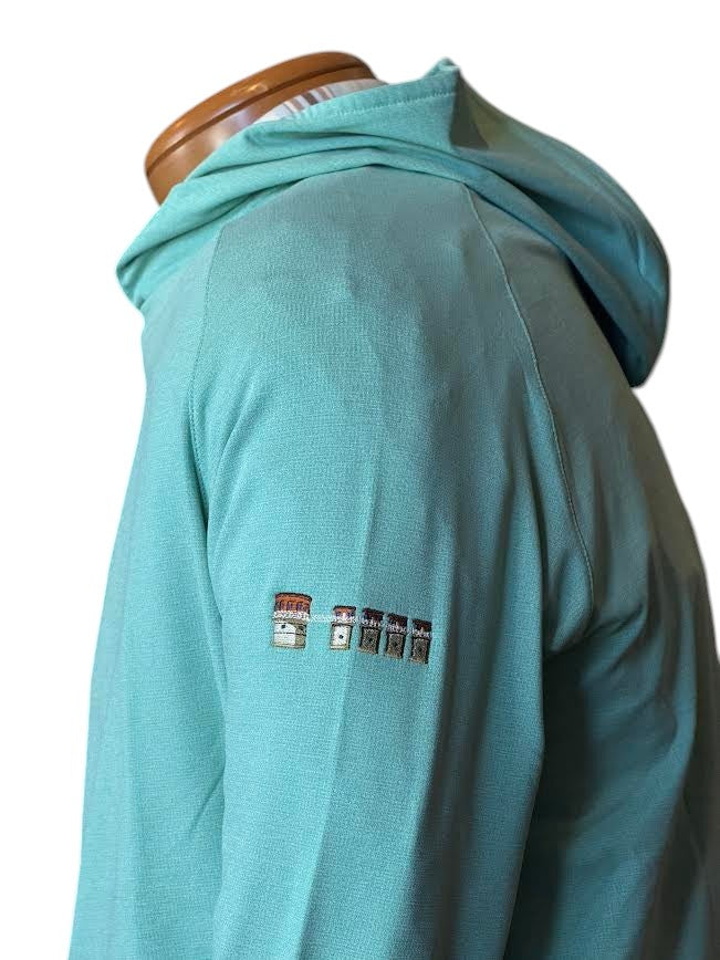 Peter Millar Pine Performance Hoodie Lake Murray Dam Towers: Fresh Mint