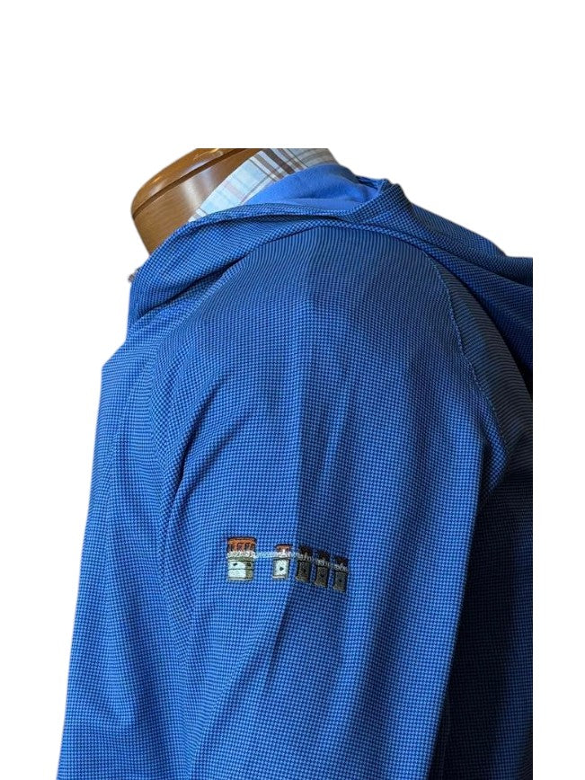 Peter Millar Pine Houndstooth Performance Hoodie Lake Murray Dam Towers: Bali Blue