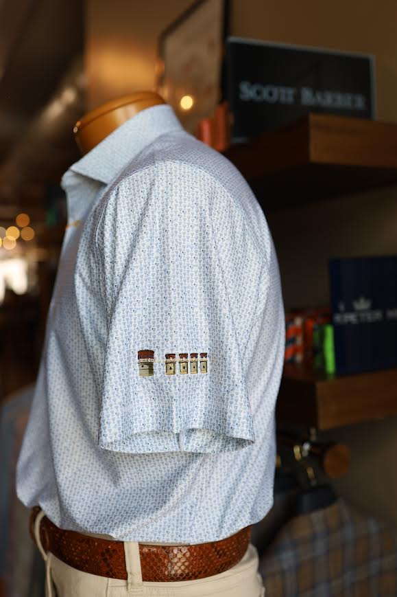 Peter Millar Paper Plane Performance Jersey Polo Lake Murray Dam Towers: White