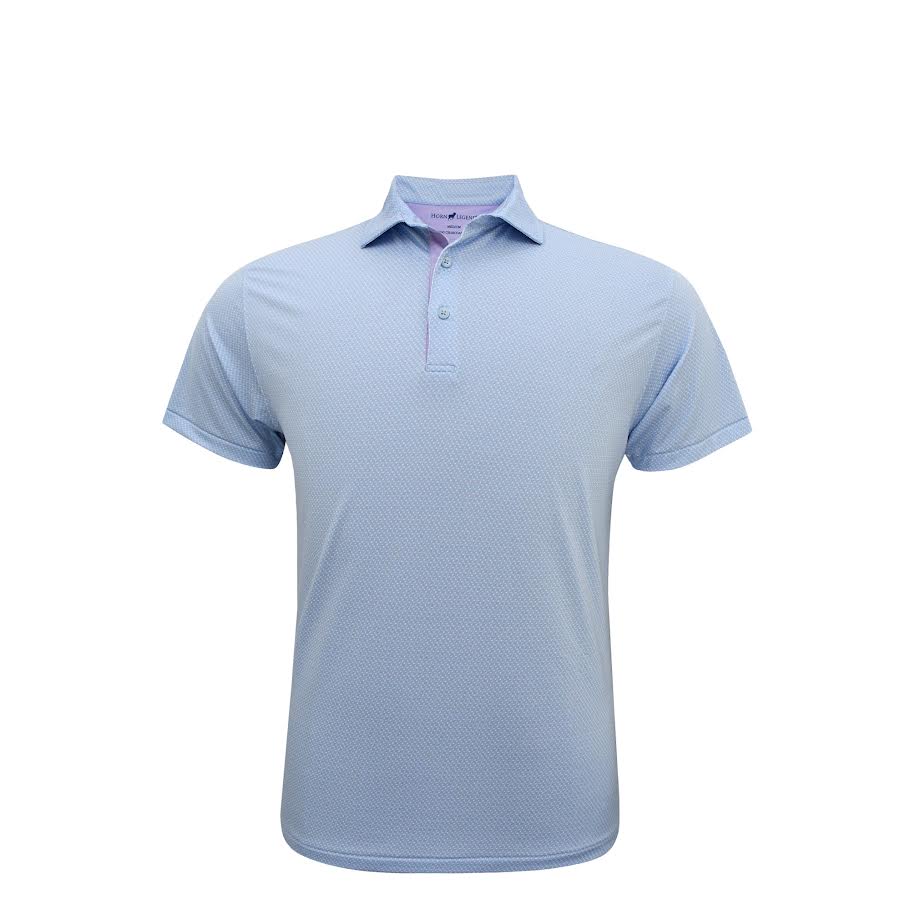 Horn Legend Interlink Performance Polo: White/Serenity/Lavender