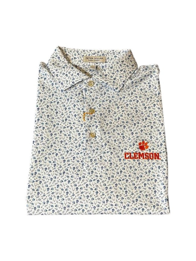 Peter Millar Clemson Text Kickoff Performance Jersey Polo: Blue Frost