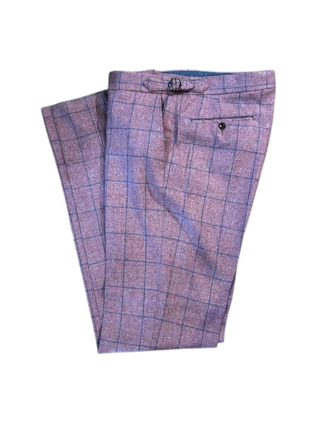 Ballin Shetland Lambswool Windowpane Houston Side Tab Dress Pant: Pink