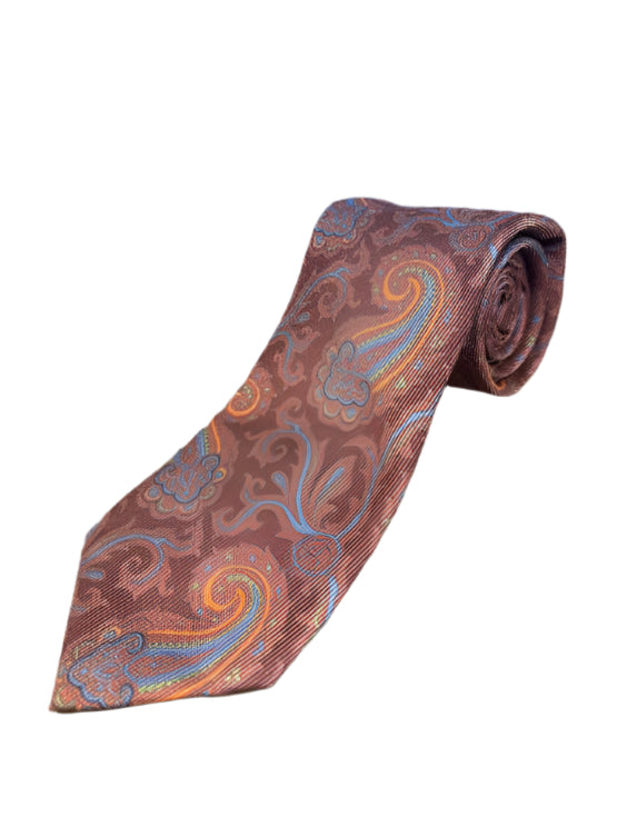 Robert Jensen Paisley Print Tie: Maroon