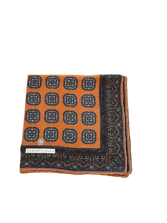 Robert Jensen Pocket Square: Rust Medallion